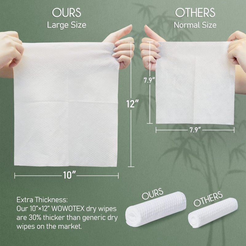 WOWOTEX Bamboo Viscose Disposable Face Towel Biodegradable Large Dry Face Wipes 60 Count Extra Thick Soft Clean Facial Towels for Sensitive Skin, Makeup Removing, Facial Cleansing, Nursing, Travel - Image 2